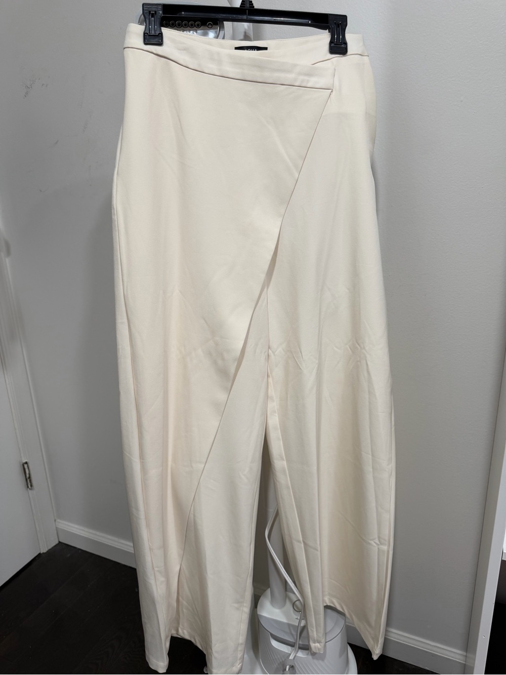 Aqua Cream Wide-Leg Wrap Front Pants
